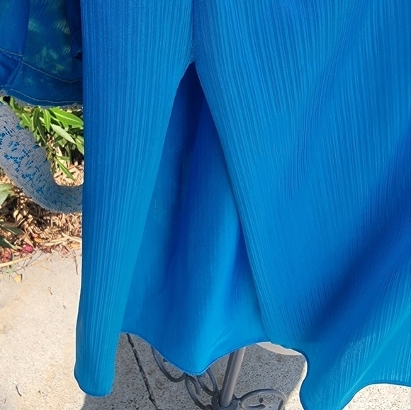 𝅺vintage blue silky lace detail nightgown night dress - Picture 6 of 8